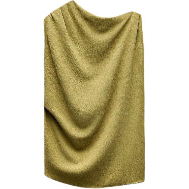 ZARA T Shirts Women's Green Crew Neck Moderate Straight Fit