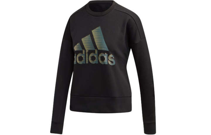 Adidas Adidas Loose Fit Casual Crew Neck Fleece Lined Pullover Sweatshirt Women's Black