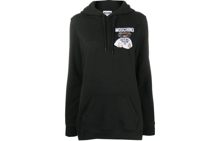 MOSCHINO Sweatshirts Women's Black Hooded Moderate Heavyweight