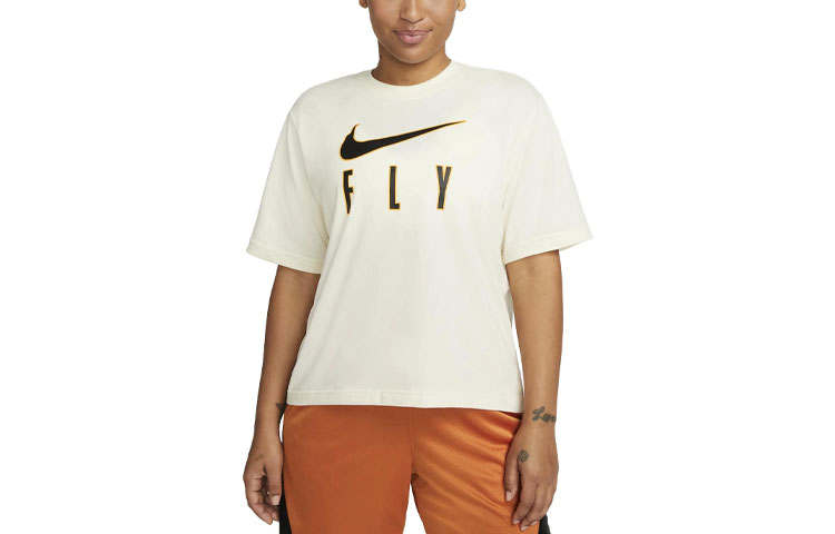 Nike Nike T Shirts Women's Ivory Crew Neck Moderate Straight Fit
