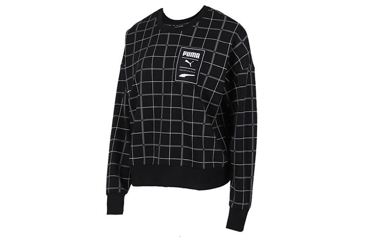 PUMA Sweatshirts Women's Black Crew Neck Moderate Regular