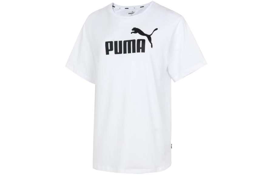 PUMA T Shirts Women's White Crew Neck Moderate Straight Fit