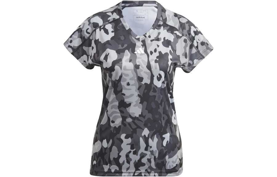 Adidas Adidas T Shirts Women's Gray V Neck Moderate Straight Fit