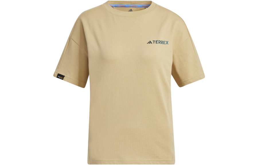Adidas Adidas T Shirts Women's Grassland Brown Crew Neck Moderate Straight Fit