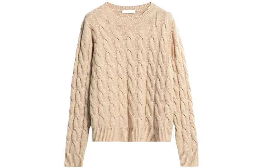 MaxMara MaxMara Cashmere Sweaters Women's Beige Crew Neck Moderate