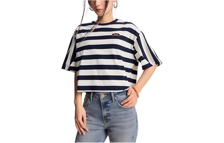 Lee Drop Shoulder Sleeve T Shirt Women's Navy Blue
