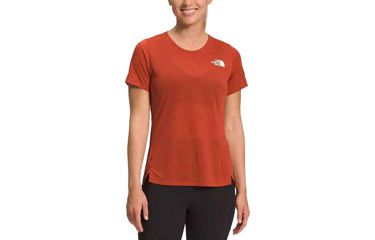 THE NORTH FACE T Shirts Women's Red Brown Crew Neck Moderate Straight Fit