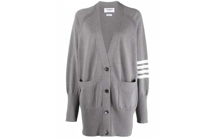 THOM BROWNE THOM BROWNE 4 Bar Long Sleeved Knit Cardigan