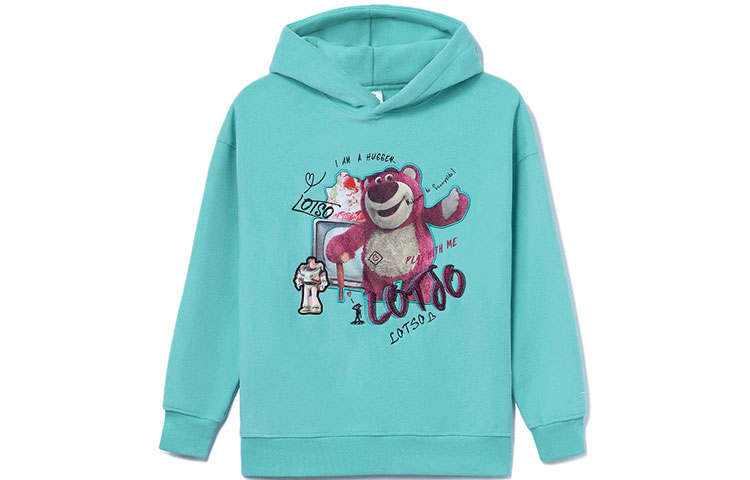 Li-Ning Li Ning ×Disney/Disney Collaboration, Pixar Lotso Collection, Fleece Lined Loose Fit Pullover Hooded Sweatshirt Women's