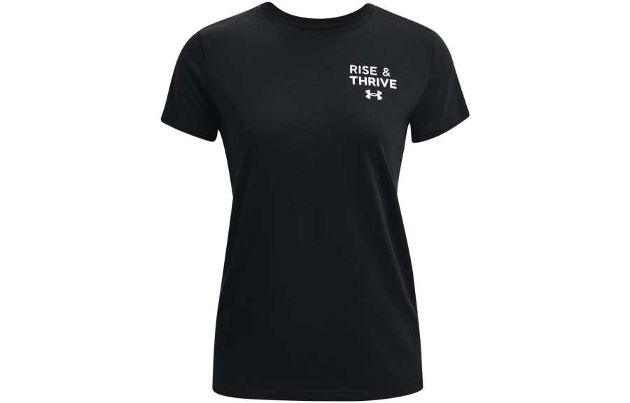 Under Armour T Shirts Women's Black Crew Neck Moderate Straight Fit