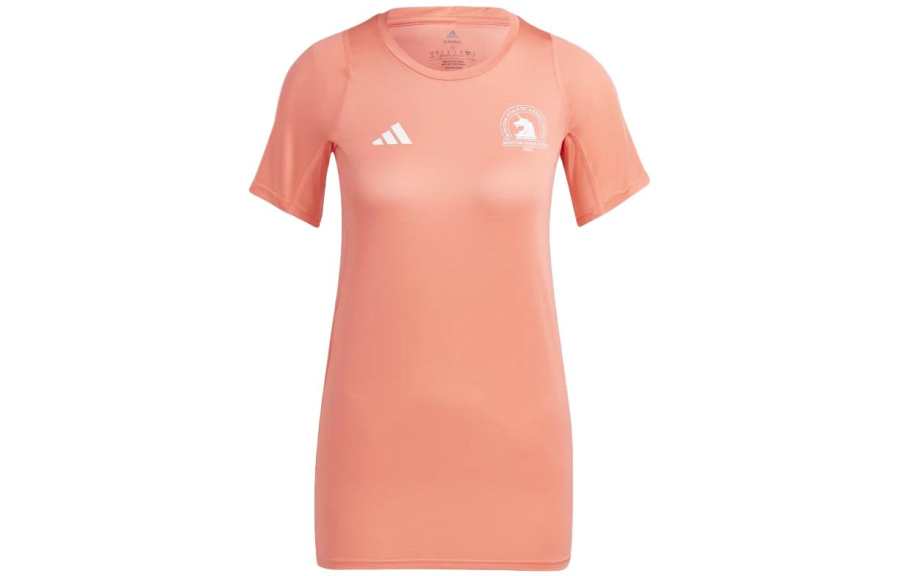 Adidas Adidas T Shirts Women's Orange Red Crew Neck Moderate Straight Fit