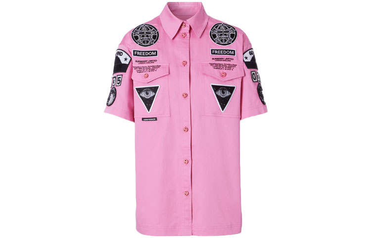 Burberry Shirts Women's Pink Lapel Moderate