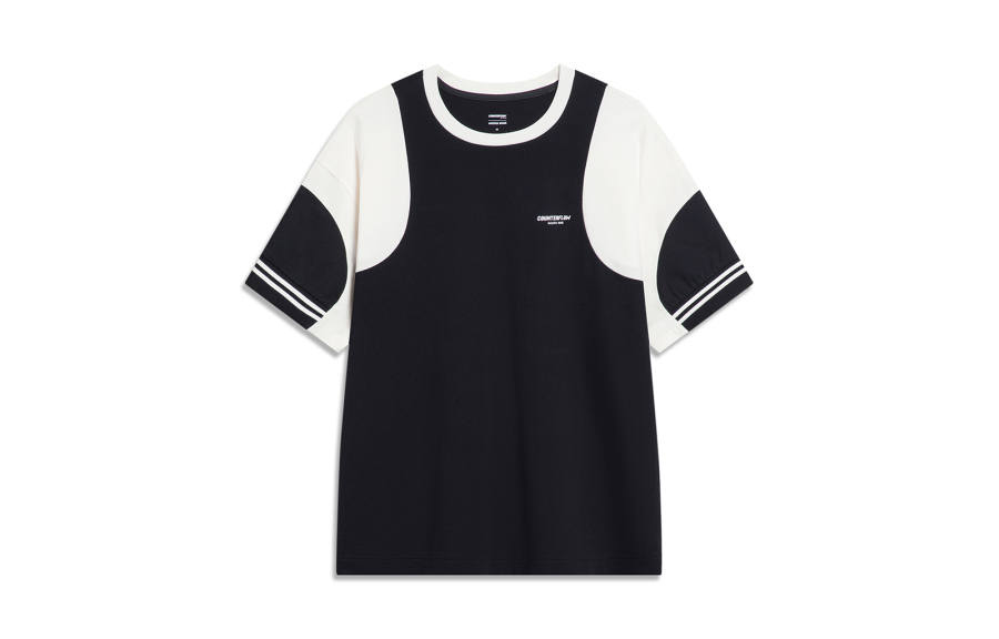 Li-Ning Li Ning CF T Shirts Women's Black Crew Neck Moderate Straight Fit