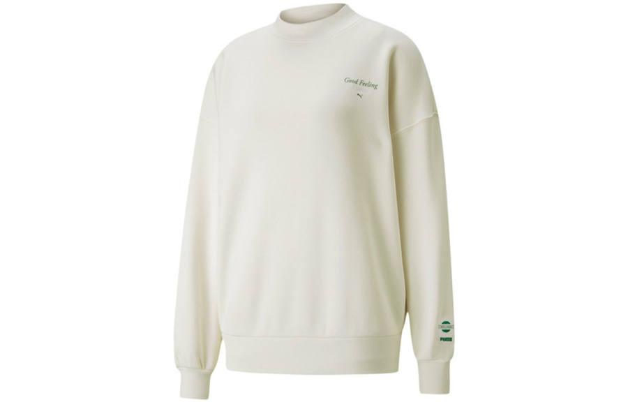 PUMA Sweatshirts Women's Ivory White Crew Neck Moderate Regular