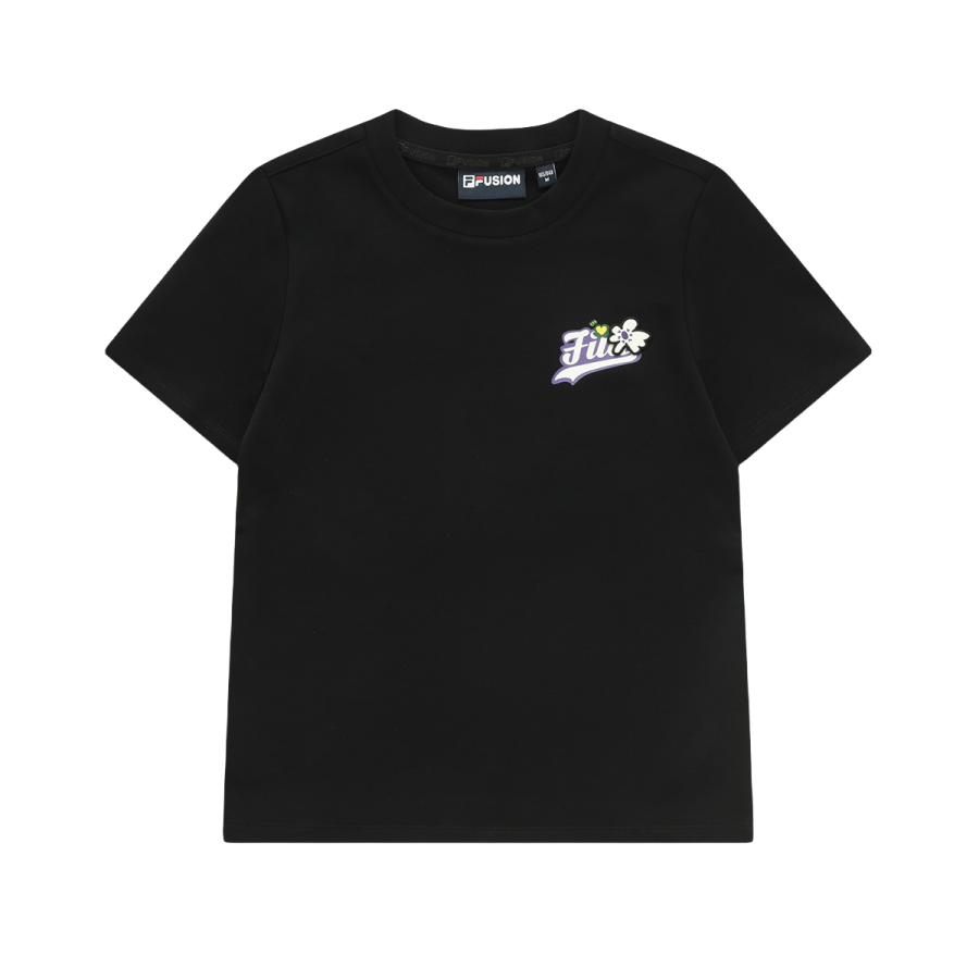 FILA FUSION T Shirts Women's Black Crew Neck Moderate Other