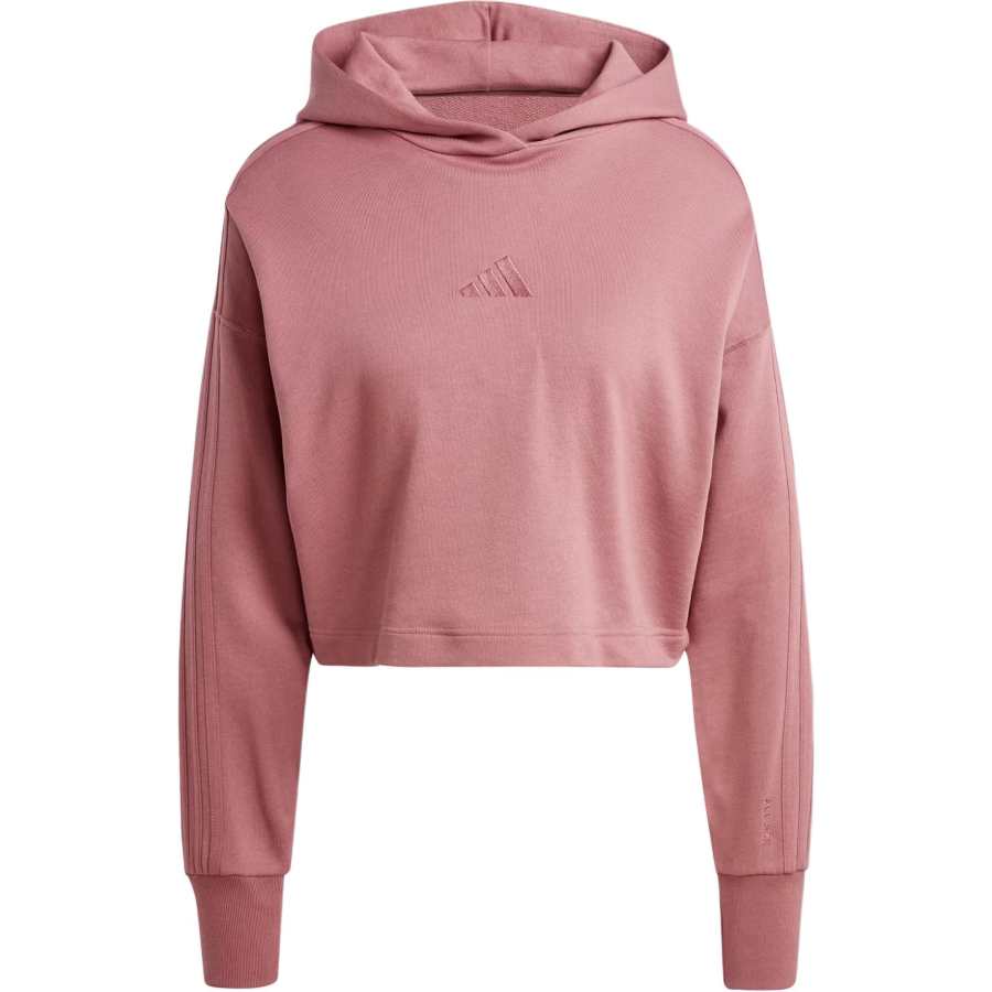 Adidas Adidas All SznSportswear French Terry 3 Stripes Hoodie Sweatshirt Women's Dark Red