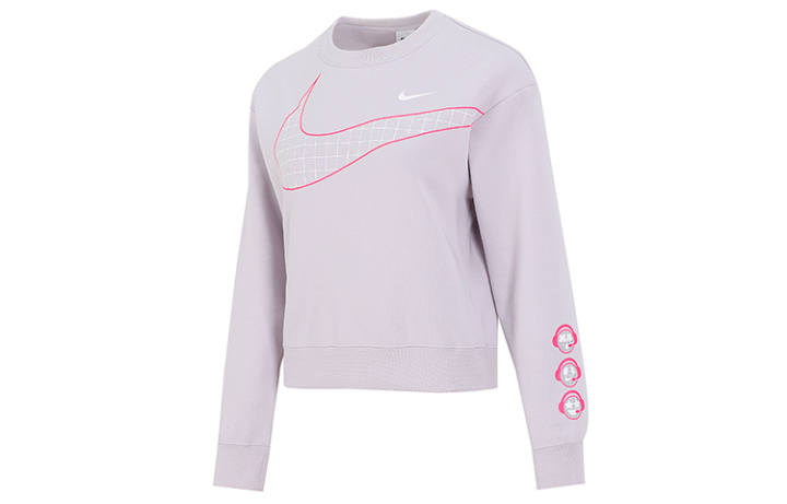 Nike Nike W Nsw Gc Crew Flc Mesh Logo Print Sports Crew Neck Pullover Thickened And Fleece Lined Sweatshirt Winter Women's