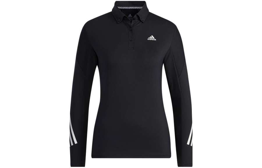 Adidas Adidas Polo Shirts Women's Black Polo Collar Moderate Straight Fit