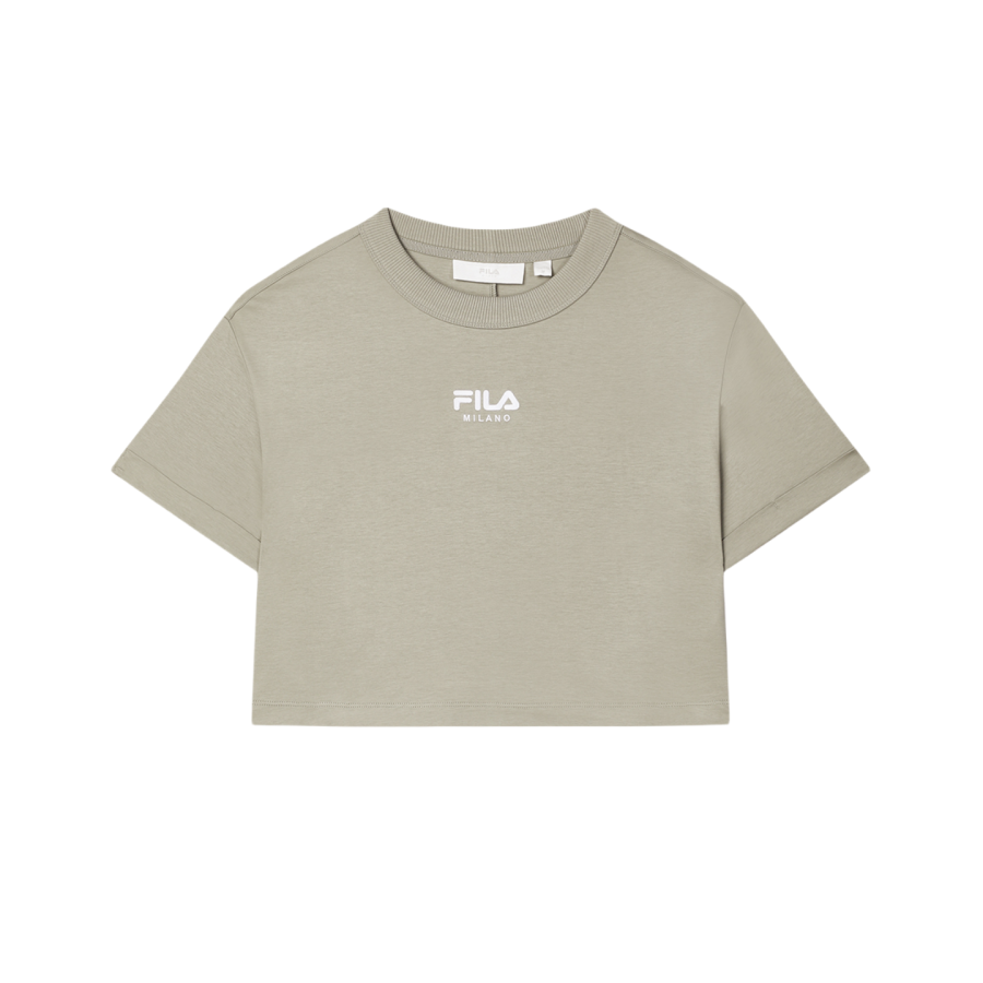 FILA T Shirts Women's Silent Gray Crew Neck Moderate Straight Fit