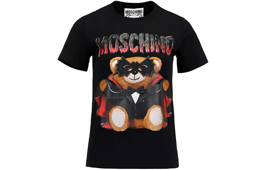 MOSCHINO T Shirts Women's Black Crew Neck Moderate Straight Fit