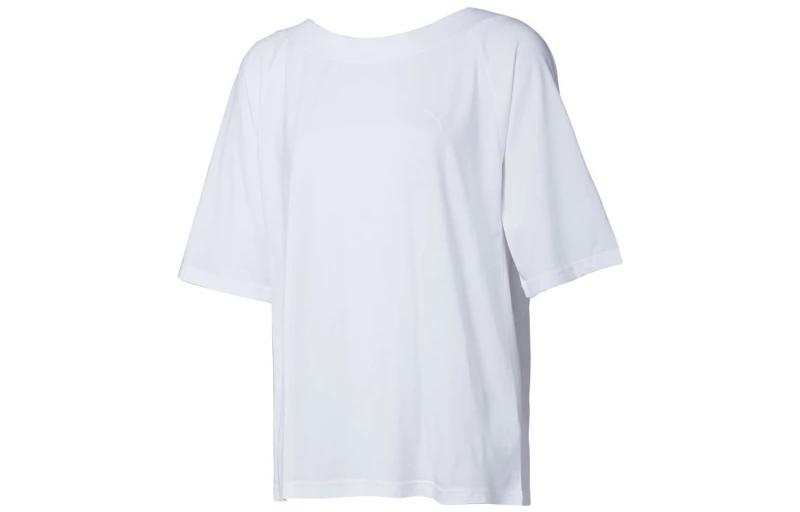 PUMA T Shirts Women's White Crew Neck Moderate Straight Fit