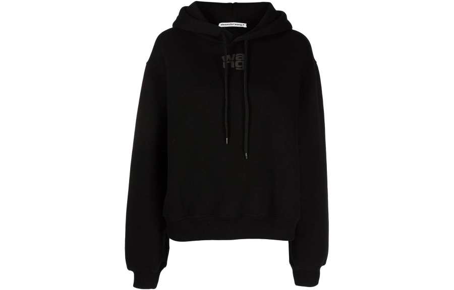 Alexander Wang T By Alexander Wang Logo Printed Drawstring Hoodie
