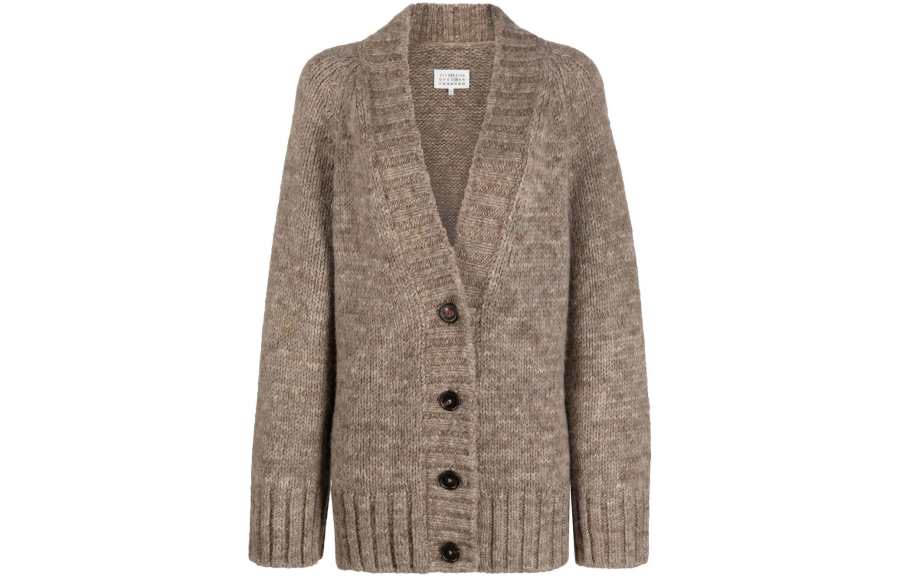 Maison Margiela V Neck Ribbed Knitted Cardigan