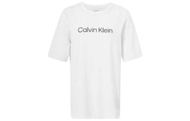 Calvin Klein T Shirts Women's White Crew Neck Moderate Straight Fit