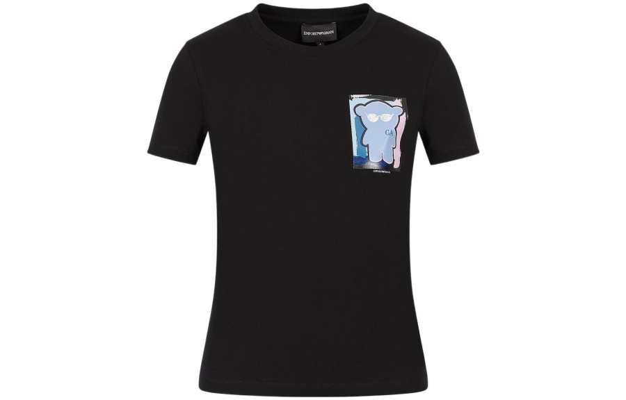 EMPORIO ARMANI T Shirts Women's Black Crew Neck Moderate Straight Fit