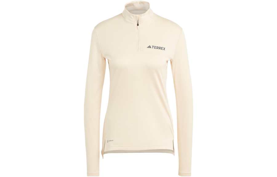 Adidas Adidas T Shirts Women's Beige Stand Collar Moderate Straight Fit