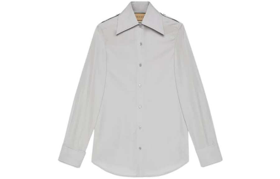 GUCCI Shirts Women's Gray Lapel Moderate Other