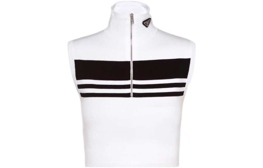 PRADA PRADA T Shirts Women's White Half Open Collar Moderate Straight Fit