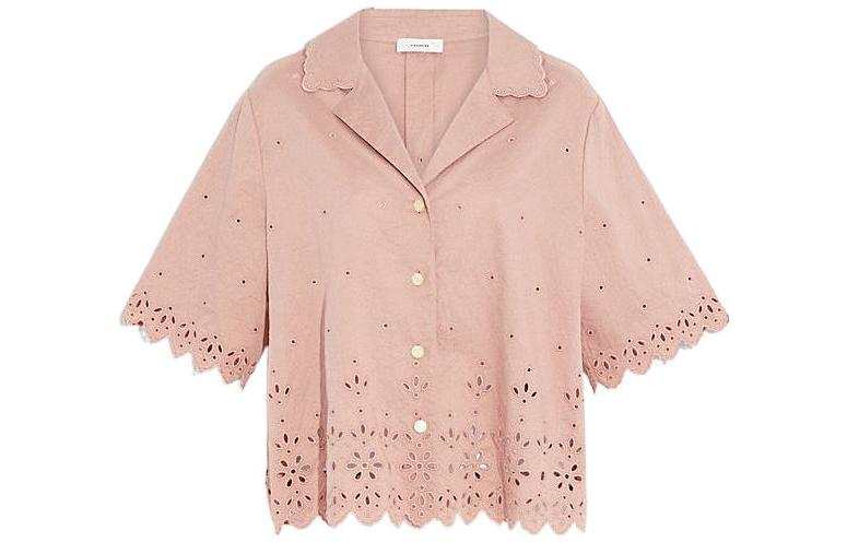 COACH Shirts Women's Pink Cuban Collar Moderate