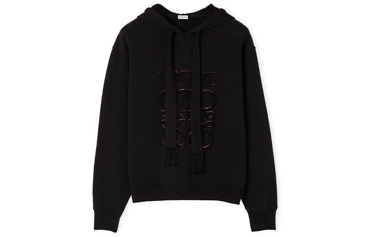 LOEWE Sweatshirts Women's Black Hooded Non Detachable Moderate Regular
