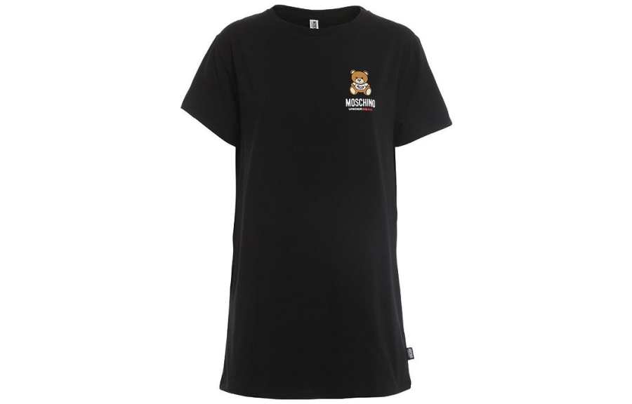 MOSCHINO T Shirts Women's Black Crew Neck Moderate Straight Fit