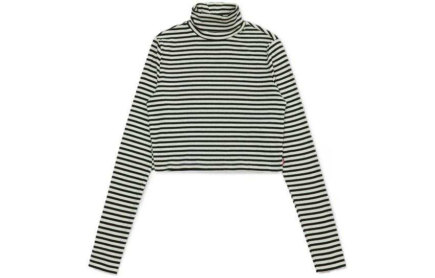 Levis T Shirts Women's Stripes Stand Collar Moderate Straight Fit