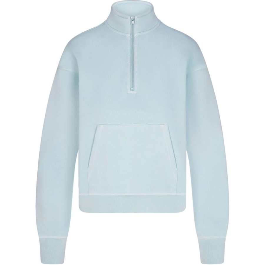 Skims SS24 Summer Collection FRENCH TERRY SHRUNKEN HALF ZIP Sweatshirt Women's OPAL/Opal