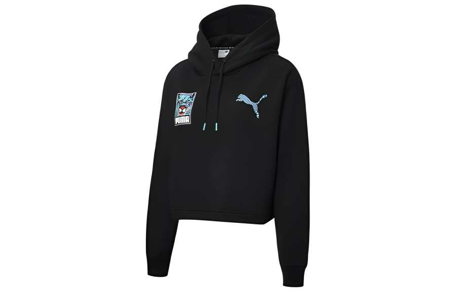 PUMA Sweatshirts Women's Black Hooded Moderate Regular