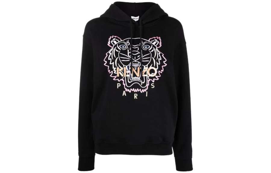 KENZO Sweatshirts Women's Black Hooded Non Detachable Moderate Regular