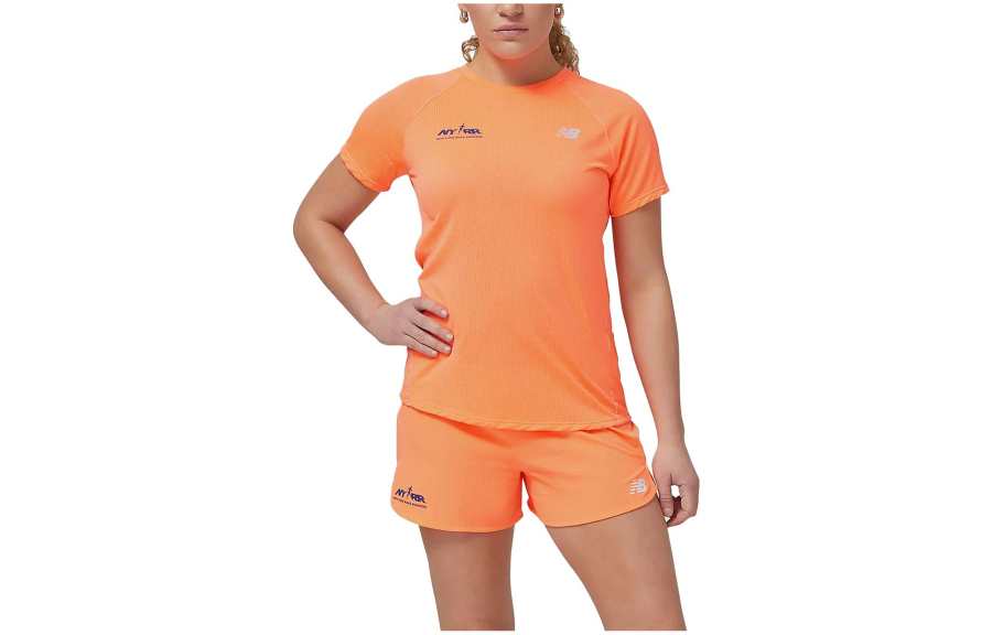 New Balance New Balance T Shirts Women's Orange Crew Neck Moderate Straight Fit