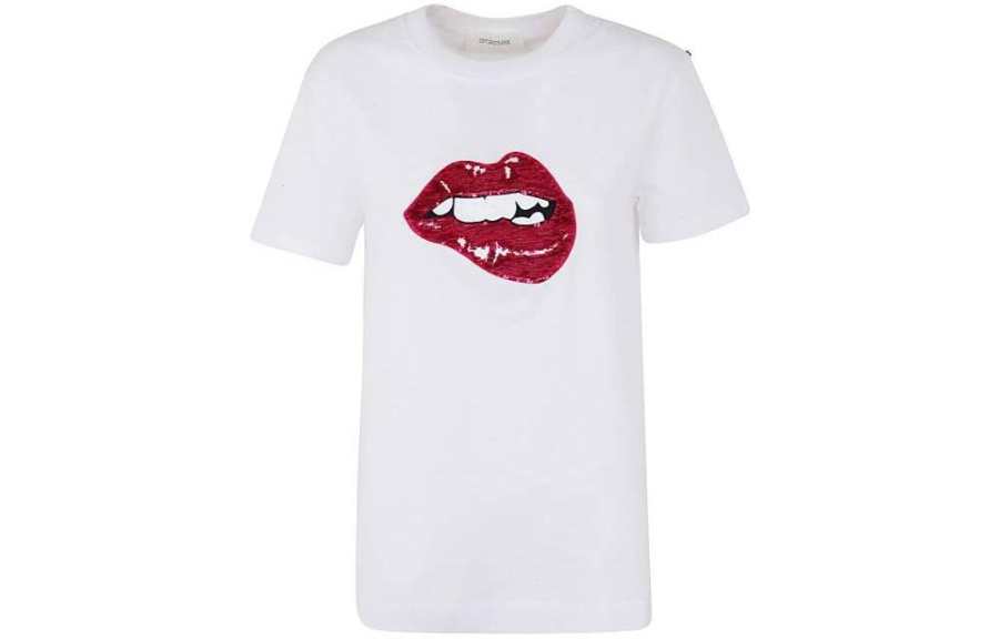 SportMax T Shirts Women's White Crew Neck Moderate Straight Fit