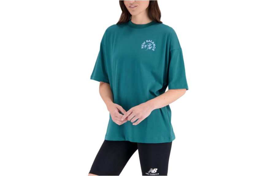 New Balance New Balance T Shirts Women's Blue Crew Neck Moderate Straight Fit