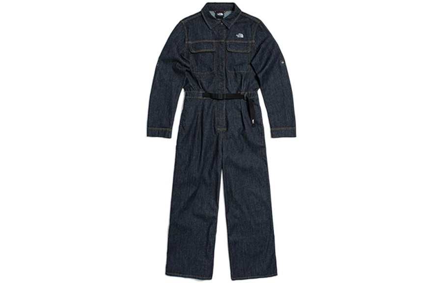 THE NORTH FACE Urban Exploration Bodysuits Women's Blue Lapel Straight Fit