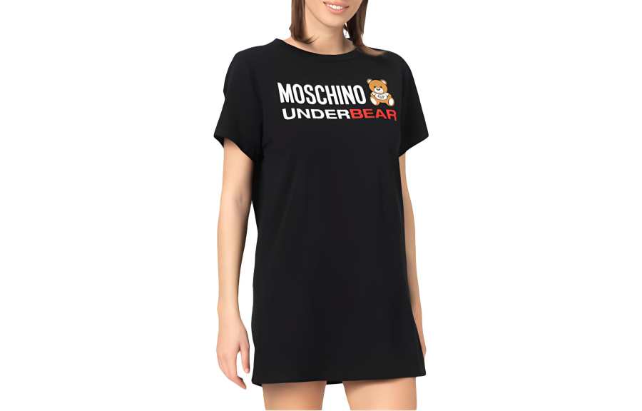 MOSCHINO T Shirts Women's Black Crew Neck Moderate Straight Fit