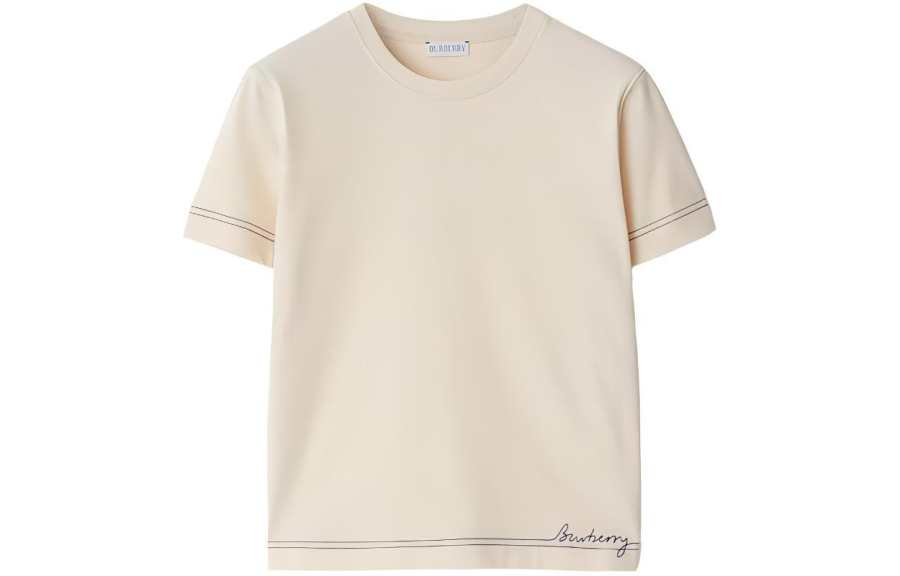 Burberry Logo Embroidered Crewneck T Shirt