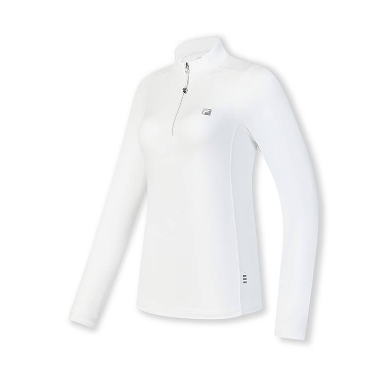 FILA T Shirts Women's Jade White Stand Collar Moderate Nipped In Waist