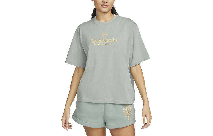 Nike Nike T Shirts Women's Light Blue Crew Neck Moderate Straight Fit