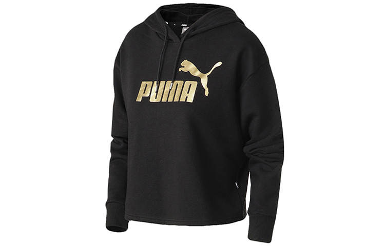 PUMA Sweatshirts Women's Black Hooded Moderate Regular