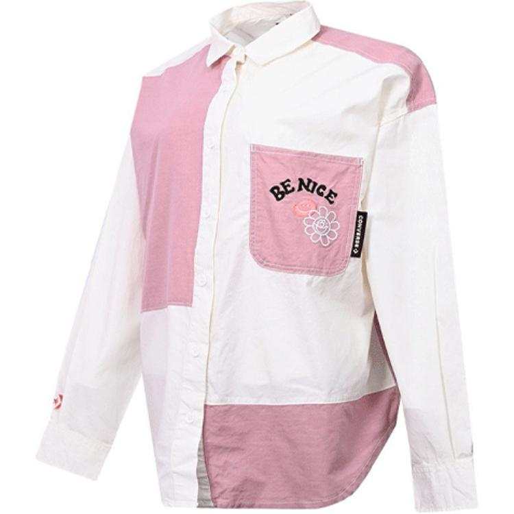 Converse Shirts Women's White & Pink Lapel Moderate Shirt