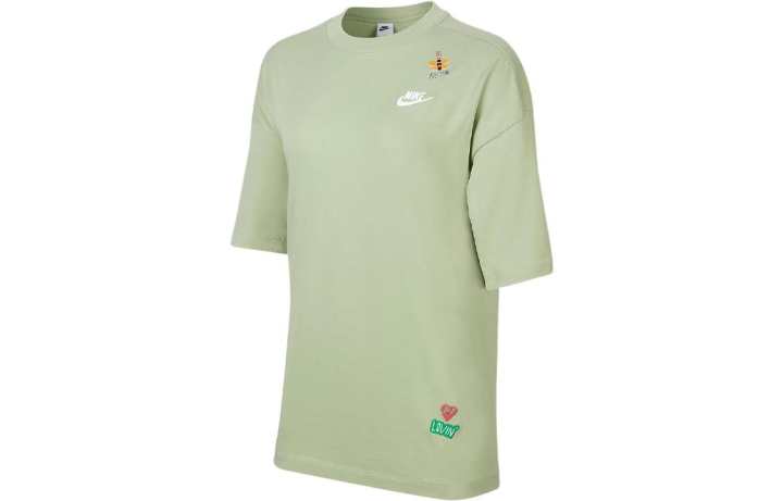 Nike Nike T Shirts Women's Green Crew Neck Moderate Straight Fit